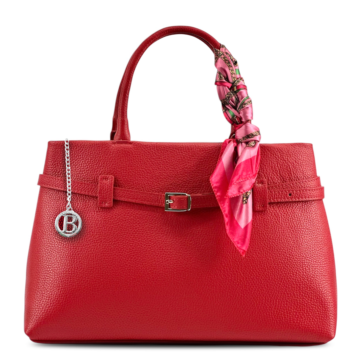 Női táska, természetes bőrből – piros