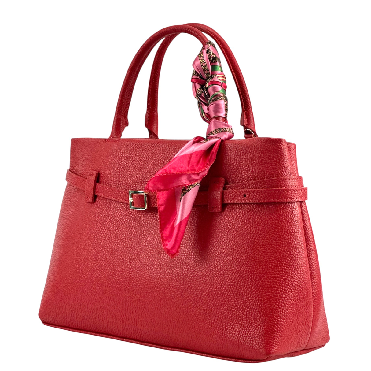 Női táska, természetes bőrből – piros