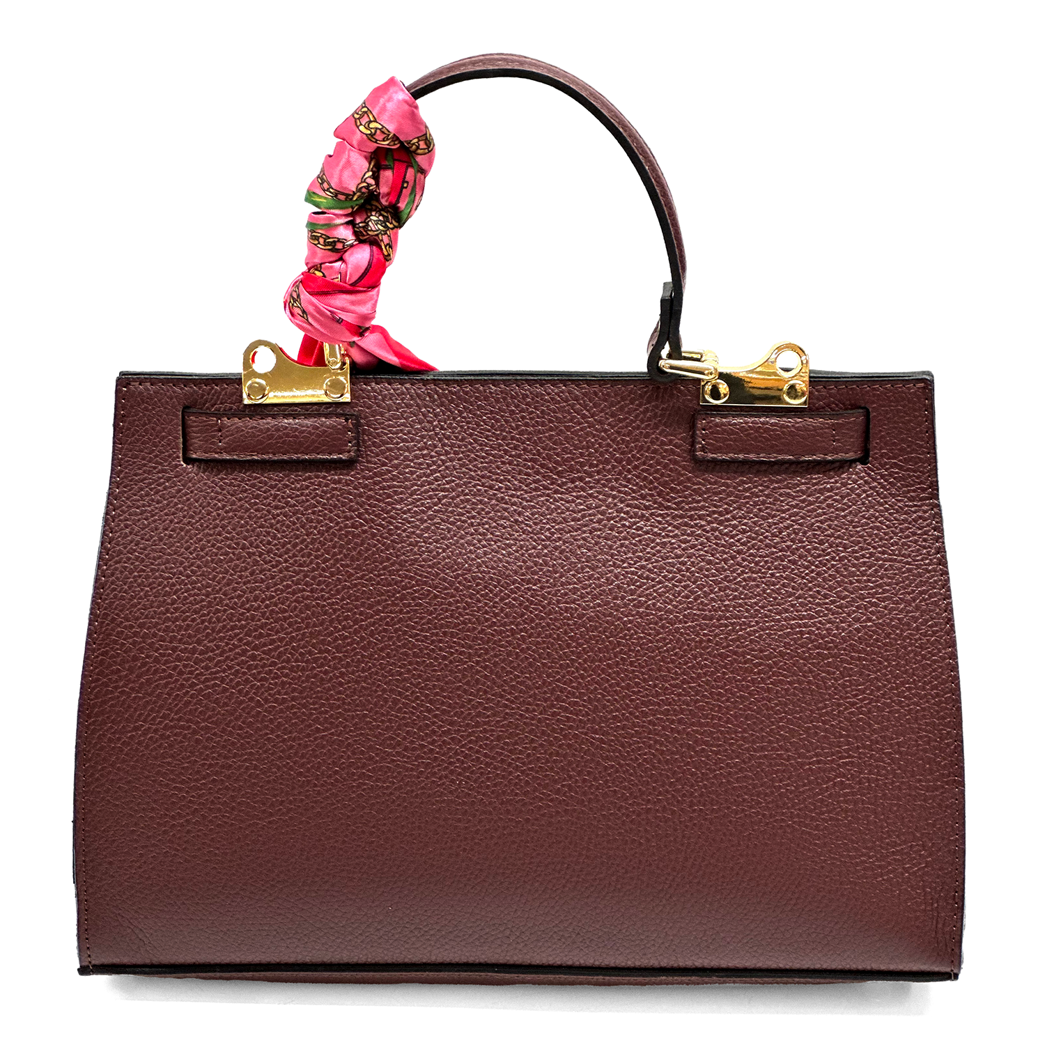 Női táska természetes bőrből sállal – bordó