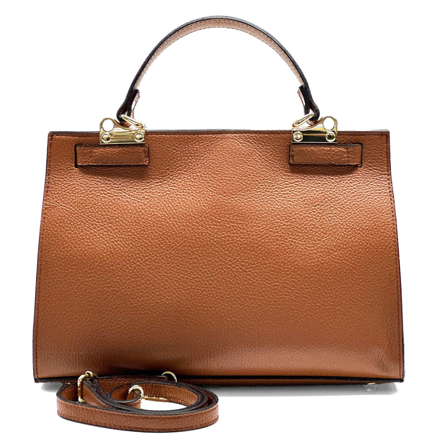 Női táska természetes bőrből sállal – téglabarna