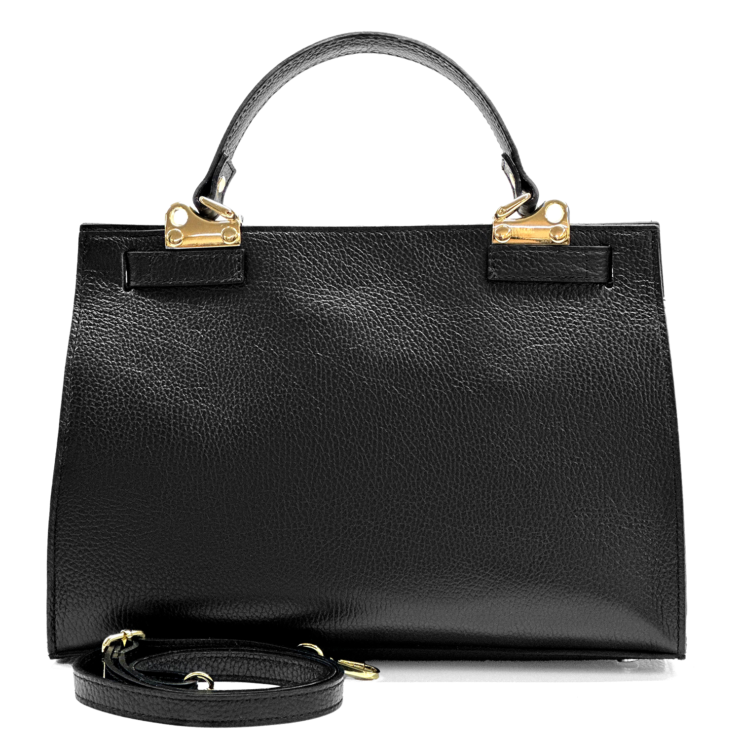 Női táska természetes bőrből sállal – fekete