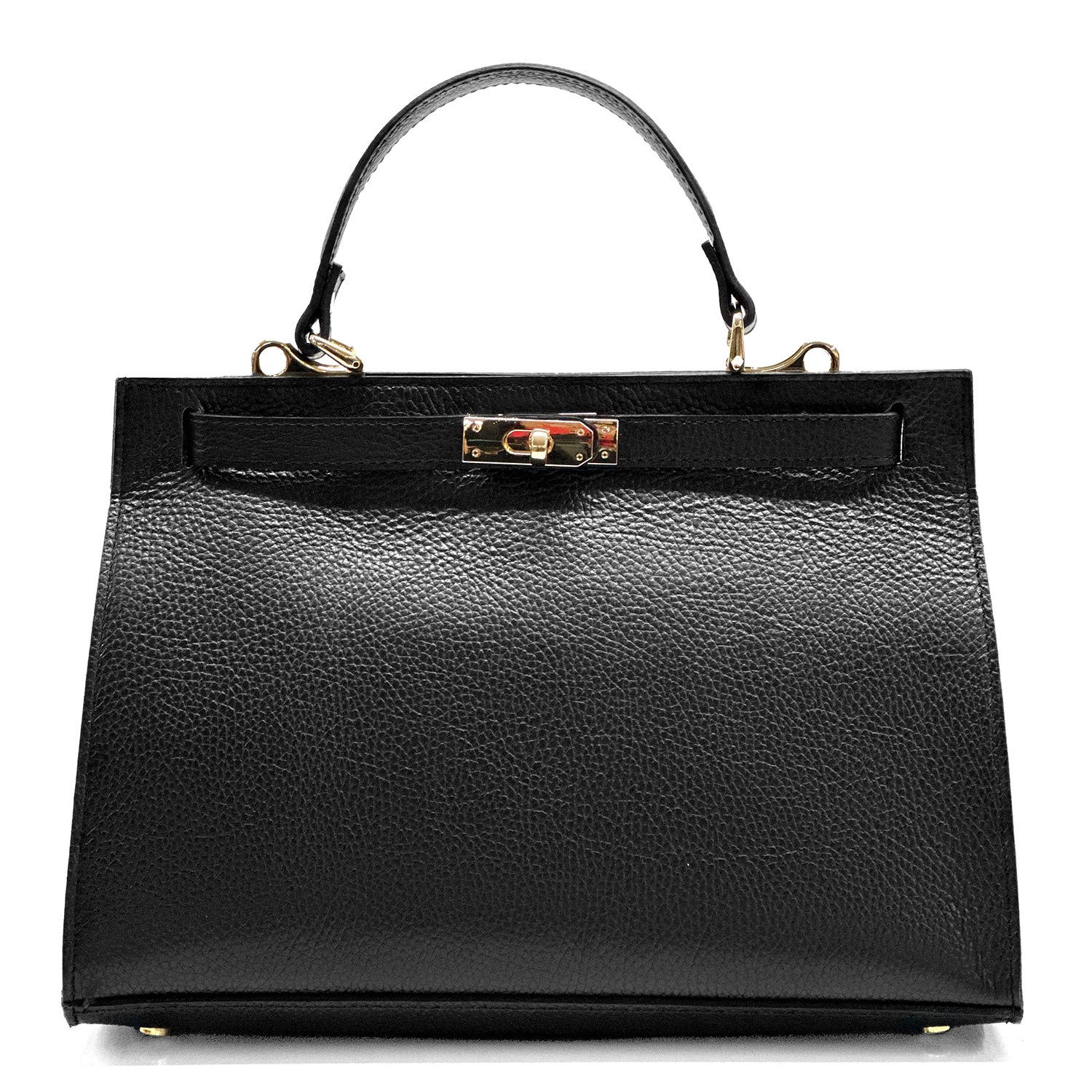 Női táska természetes bőrből sállal – fekete