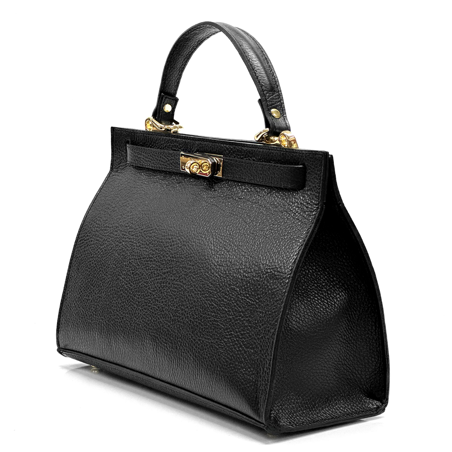 Női táska természetes bőrből sállal – fekete