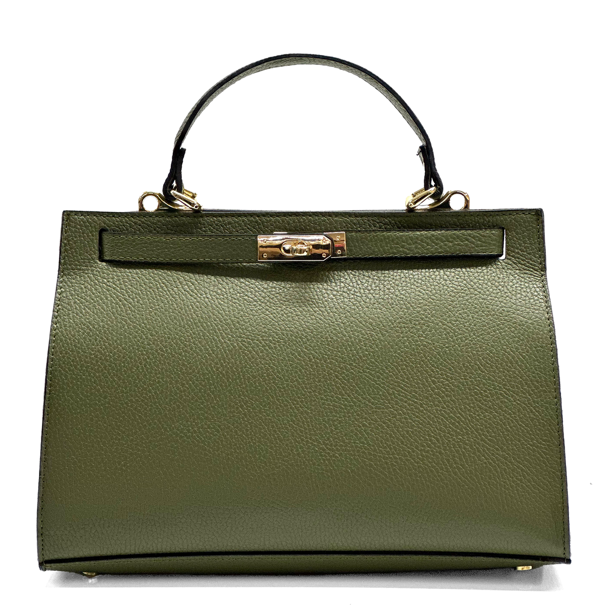 Női táska természetes bőrből sállal – zöld