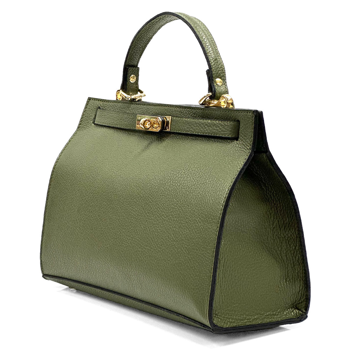 Női táska természetes bőrből sállal – zöld