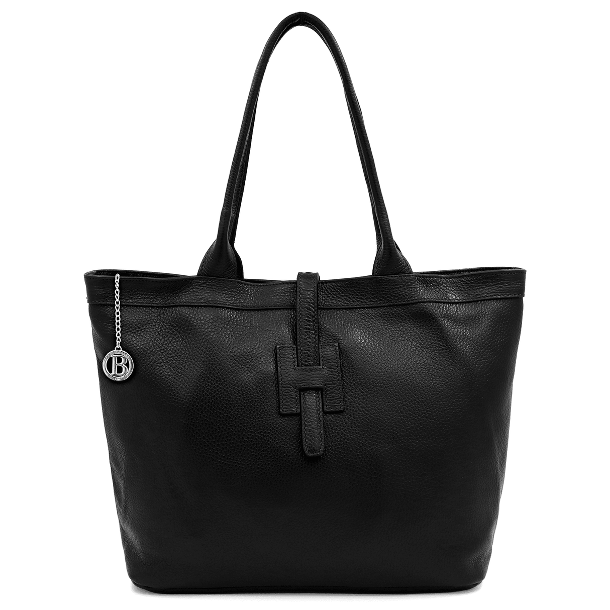 Nagy női táska természetes bőrből - fekete