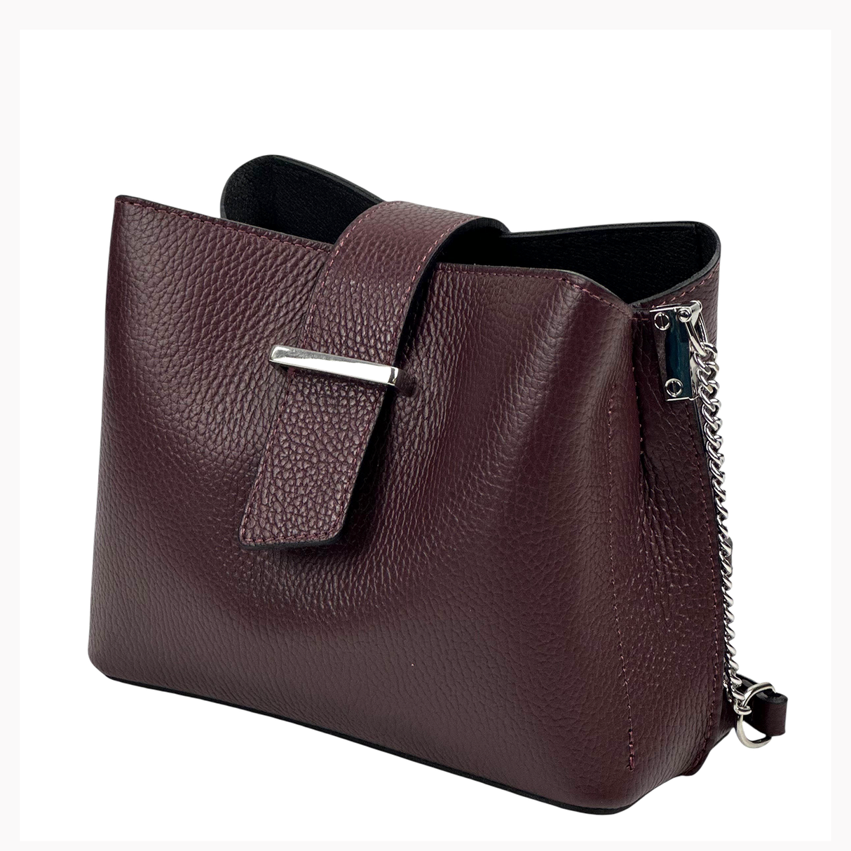 Női válltáska természetes bőrből – bordó