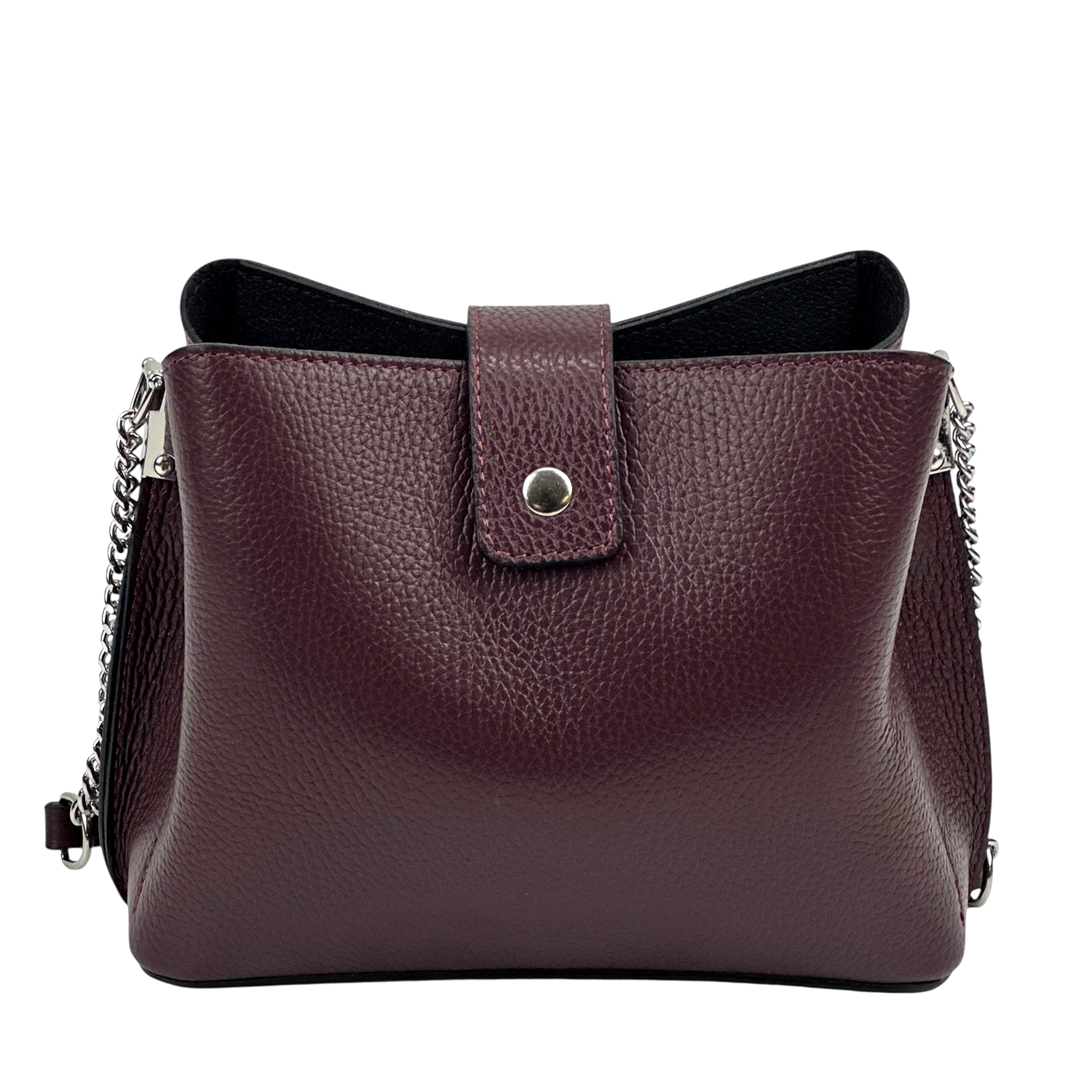 Női válltáska természetes bőrből – bordó