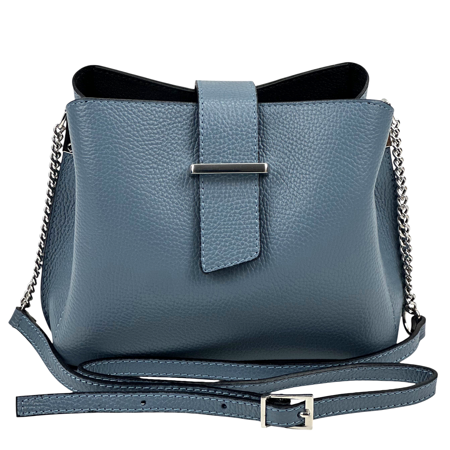 Női válltáska természetes bőrből – kék