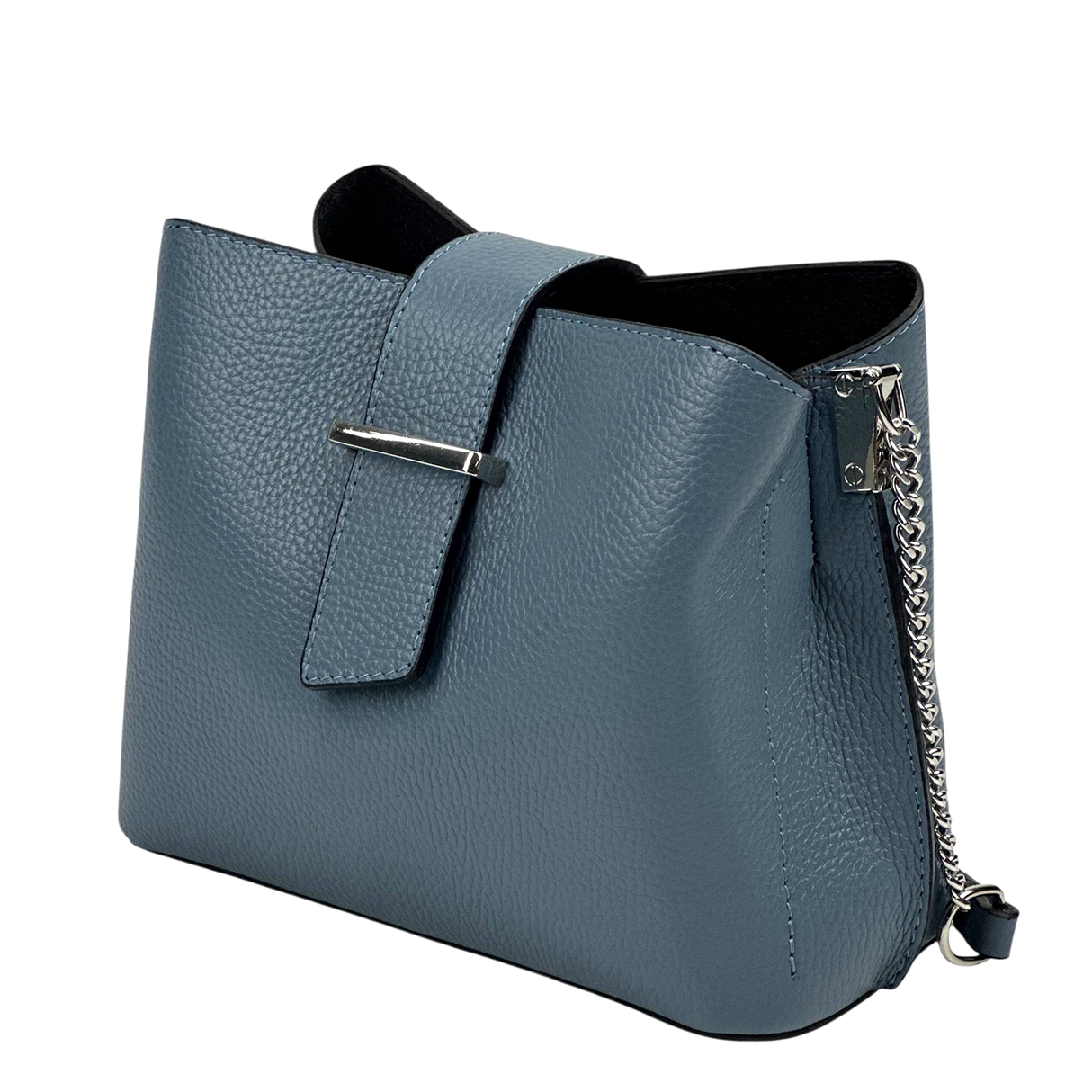 Női válltáska természetes bőrből – kék