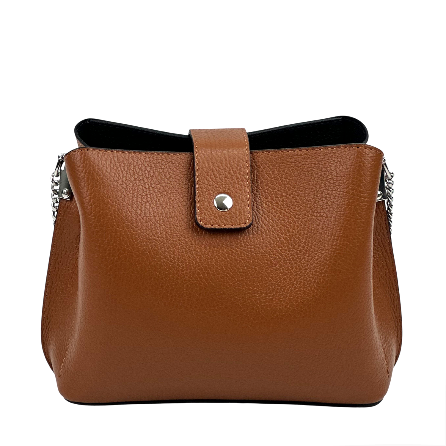 Női válltáska természetes bőrből – téglabarna