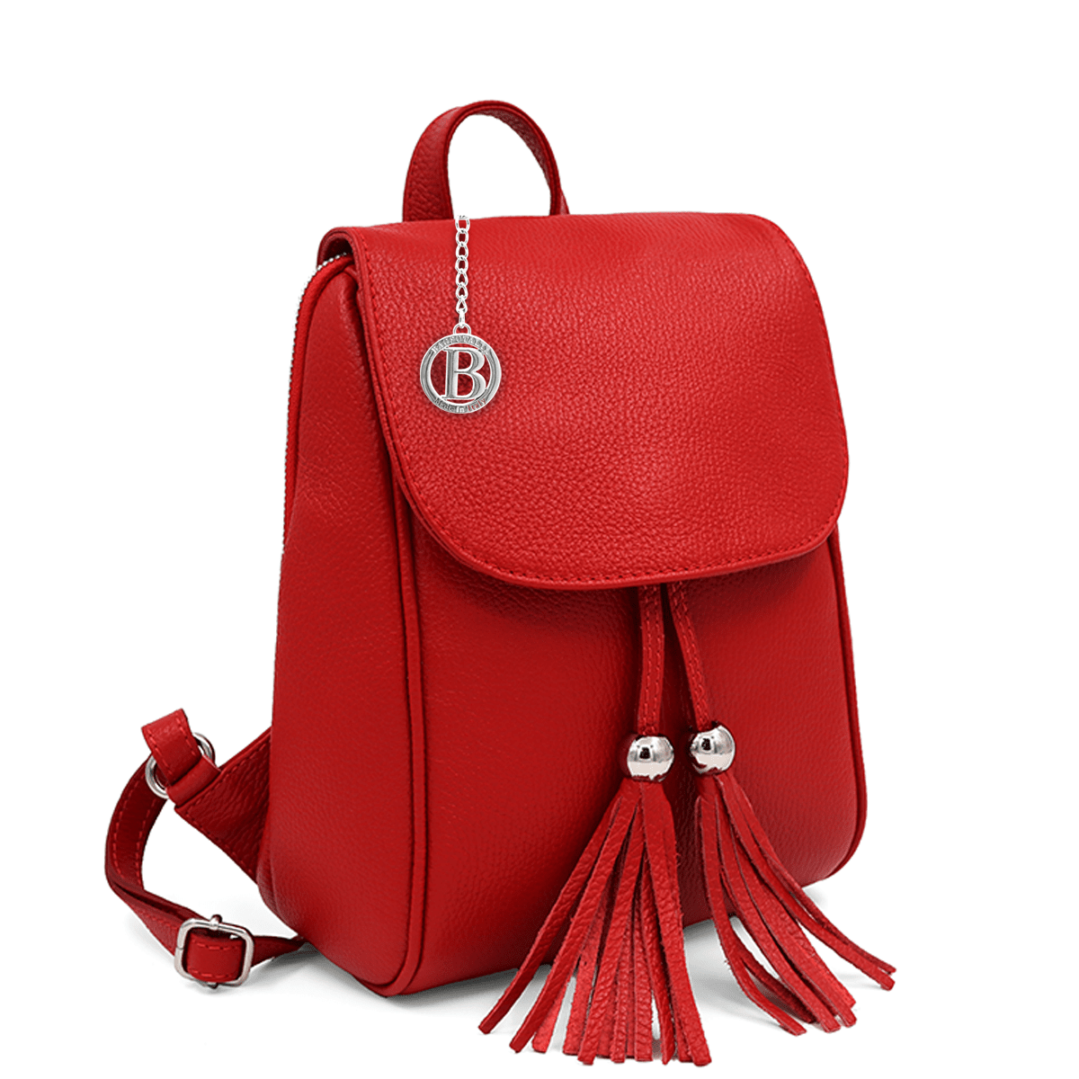 Női hátizsák természetes bőrből Venezia - piros