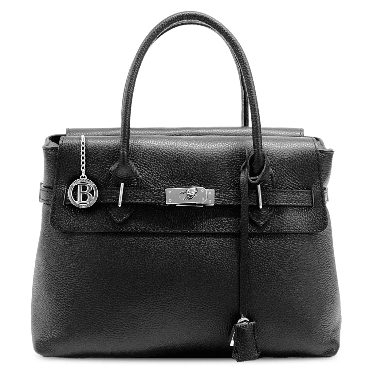 Luxus táska természetes bőrből Flora - fekete