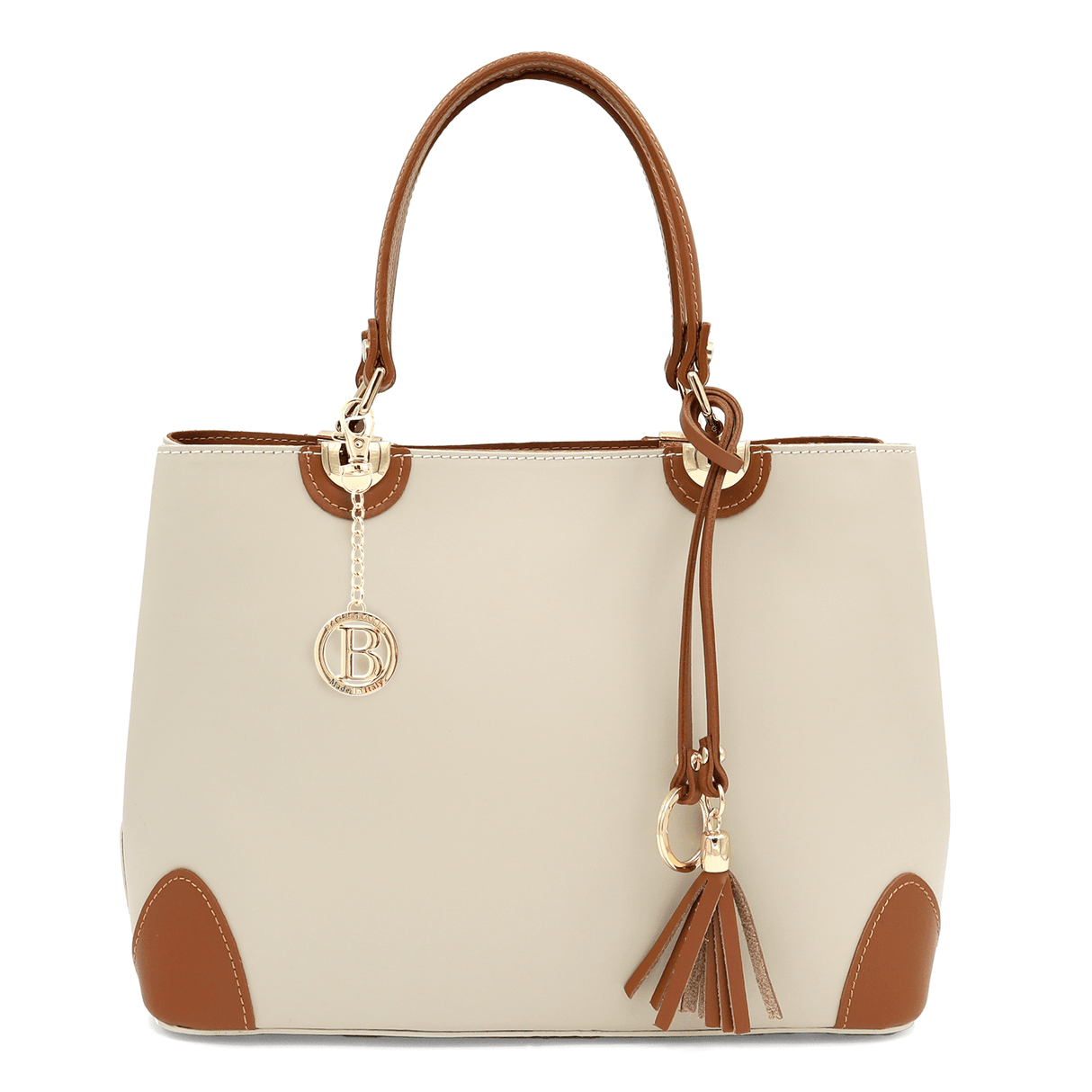 Női táska természetes bőrből Alika - bézs/barna