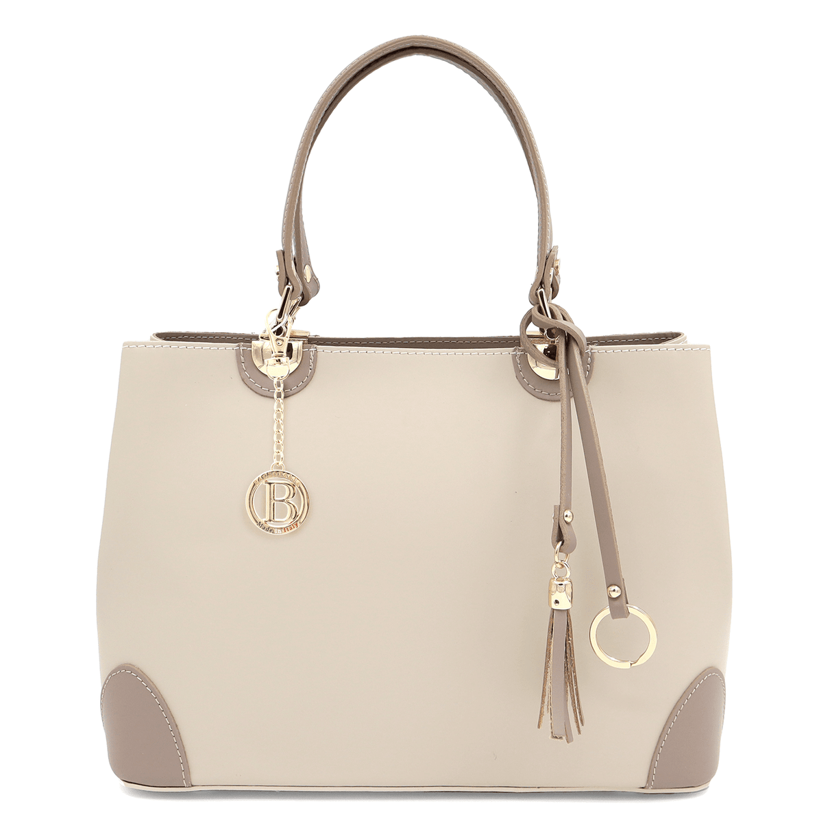 Női táska természetes bőrből Alika - bézs/szürke