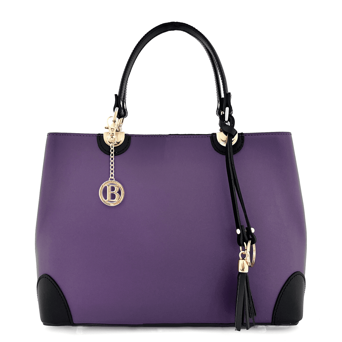 Női táska természetes bőrből Alika - sötét lila