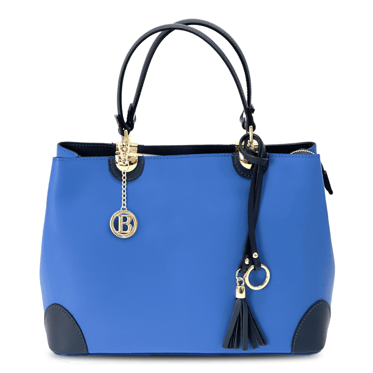 Női táska természetes bőrből Alika - kék