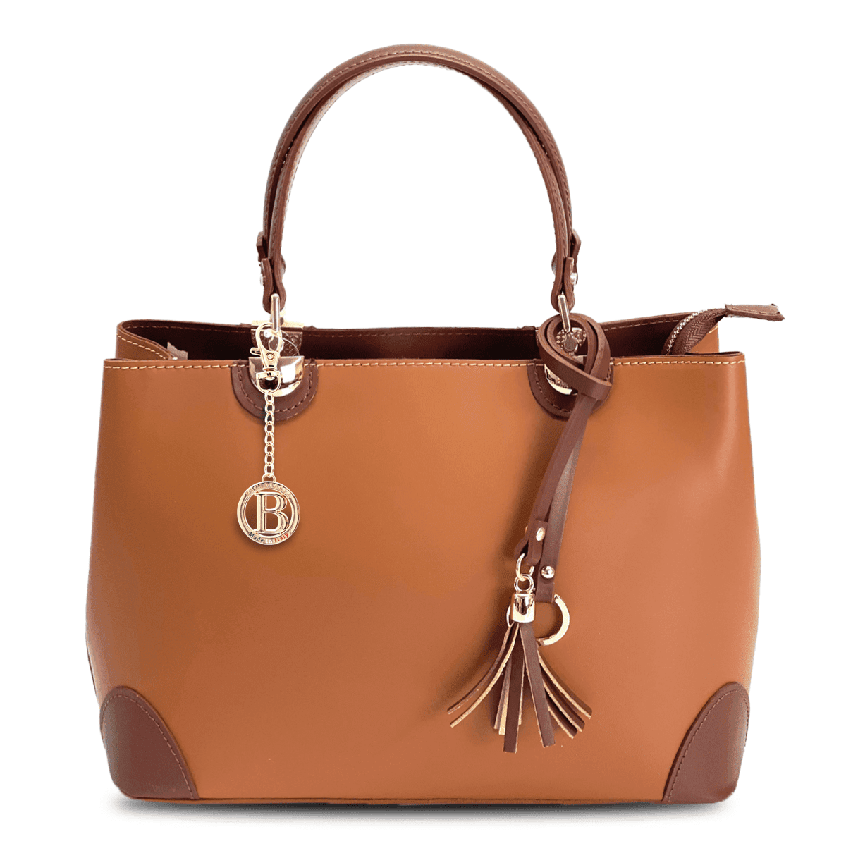 Női táska természetes bőrből Alika - cseréptetős barna