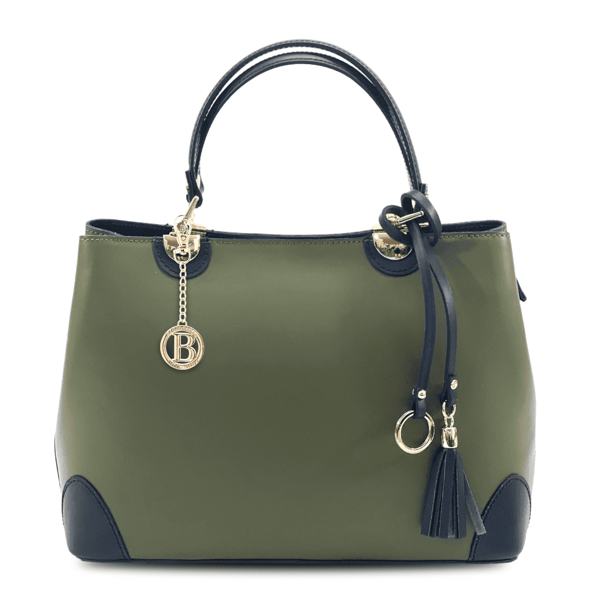 Női táska természetes bőrből Alika - zöld