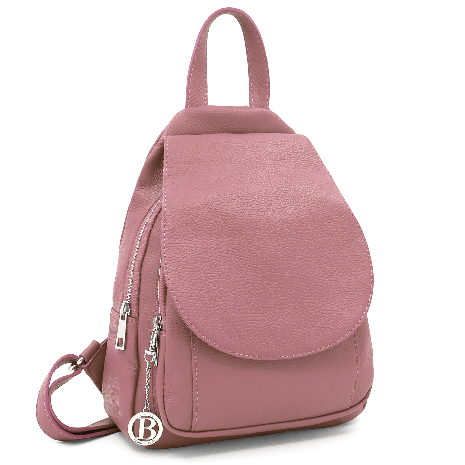 Női hátizsák természetes bőrből - rózsaszín