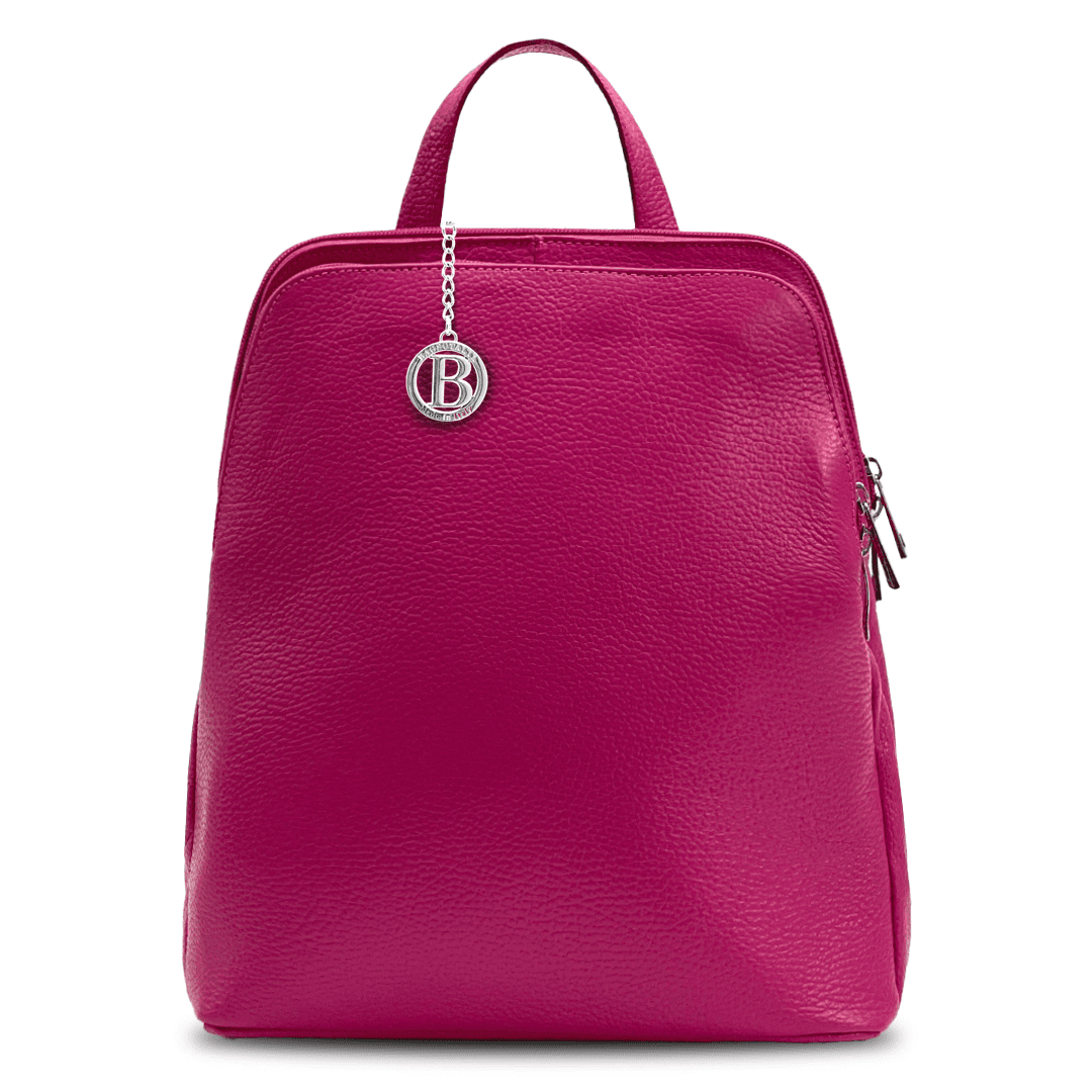 Női hátizsák természetes bőrből - Terina - fukszia