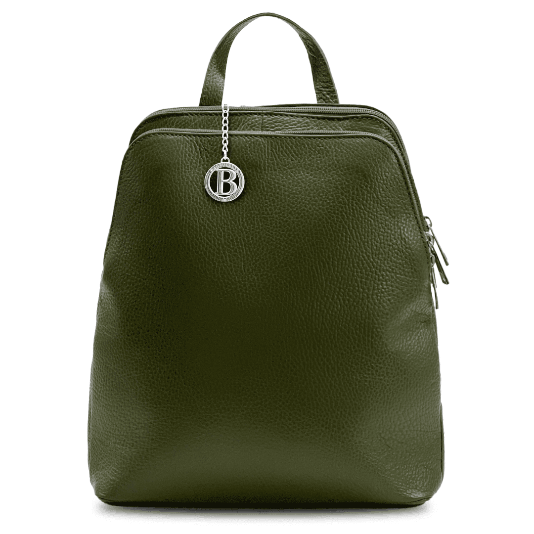 Női hátizsák természetes bőrből - Terina - sötétzöld