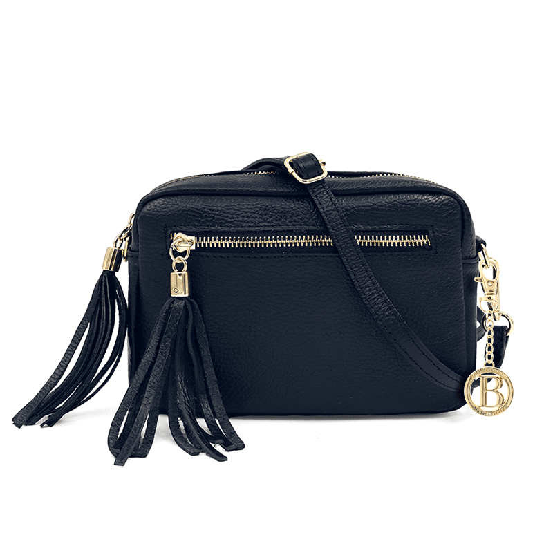 Flavia természetes bőr válltáska - sötétkék