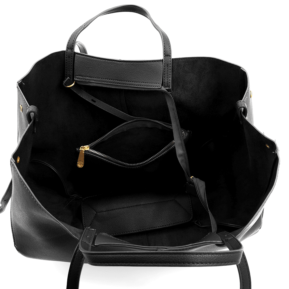 Nagy női táska kétféle fogantyúval és tolltartóval Siena - fekete