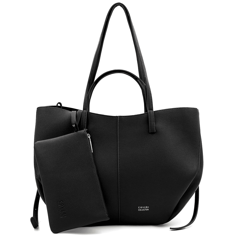 Nagy női táska kétféle fogantyúval és tolltartóval Siena - fekete
