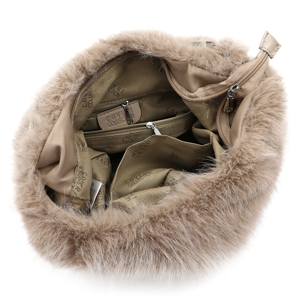 Nagy női táska típusú táska plüssből – barna