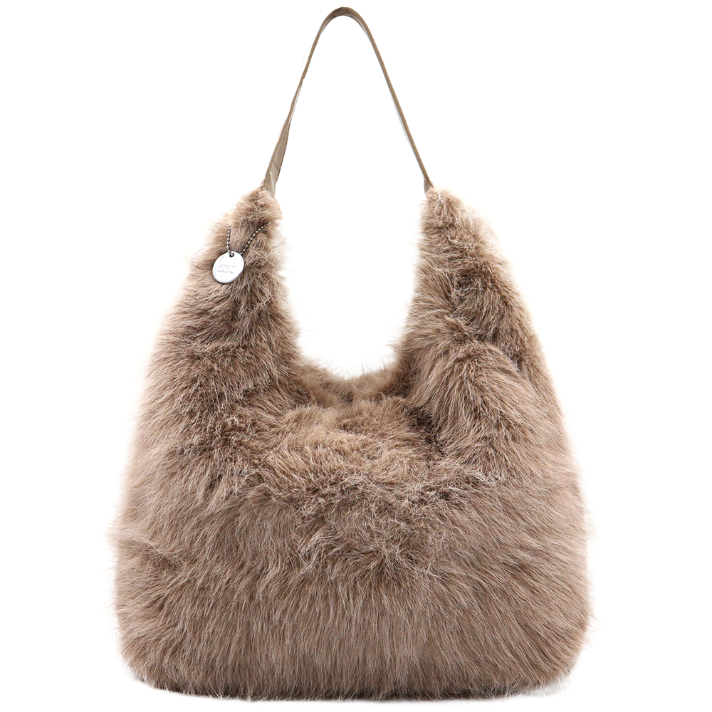 Nagy női táska típusú táska plüssből – barna