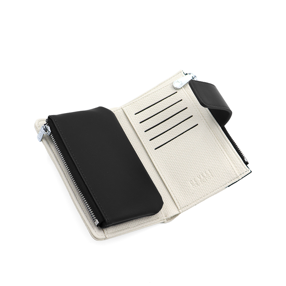 Női pénztárca sok rekesszel – bézs/fekete