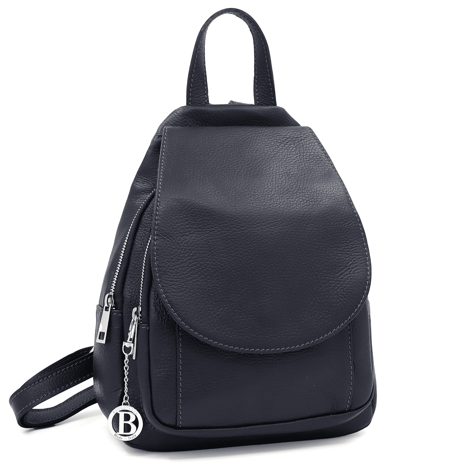 Női hátizsák természetes bőrből - sötétkék