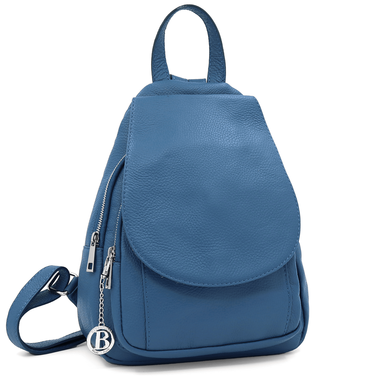 Női hátizsák természetes bőrből - világoskék