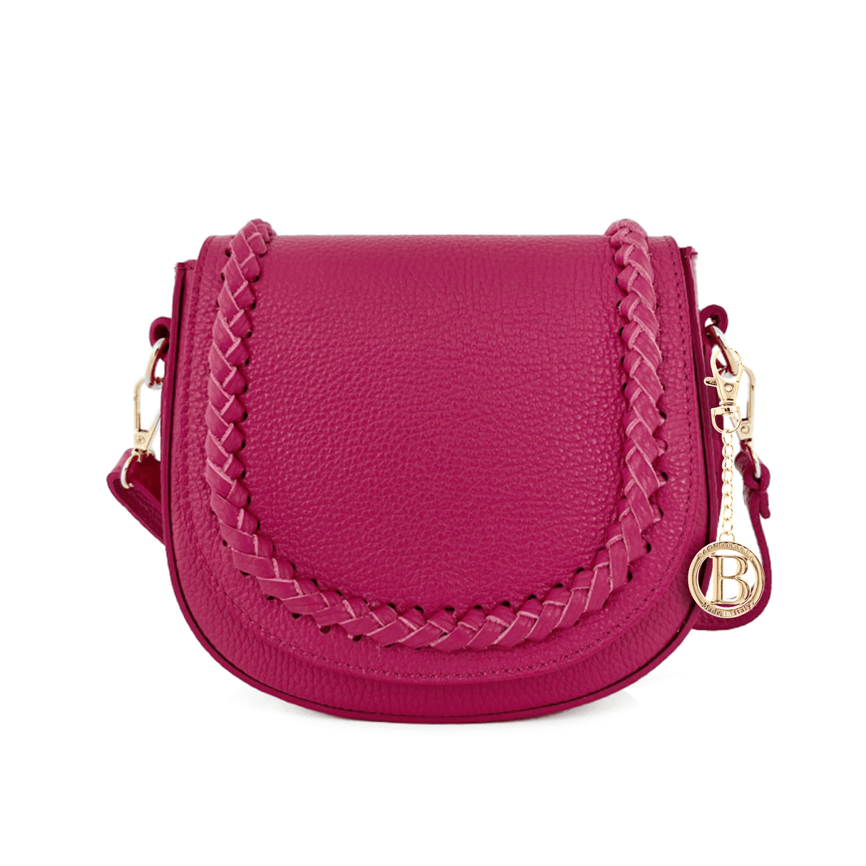 Női válltáska természetes bőrből Naomi - fukszia