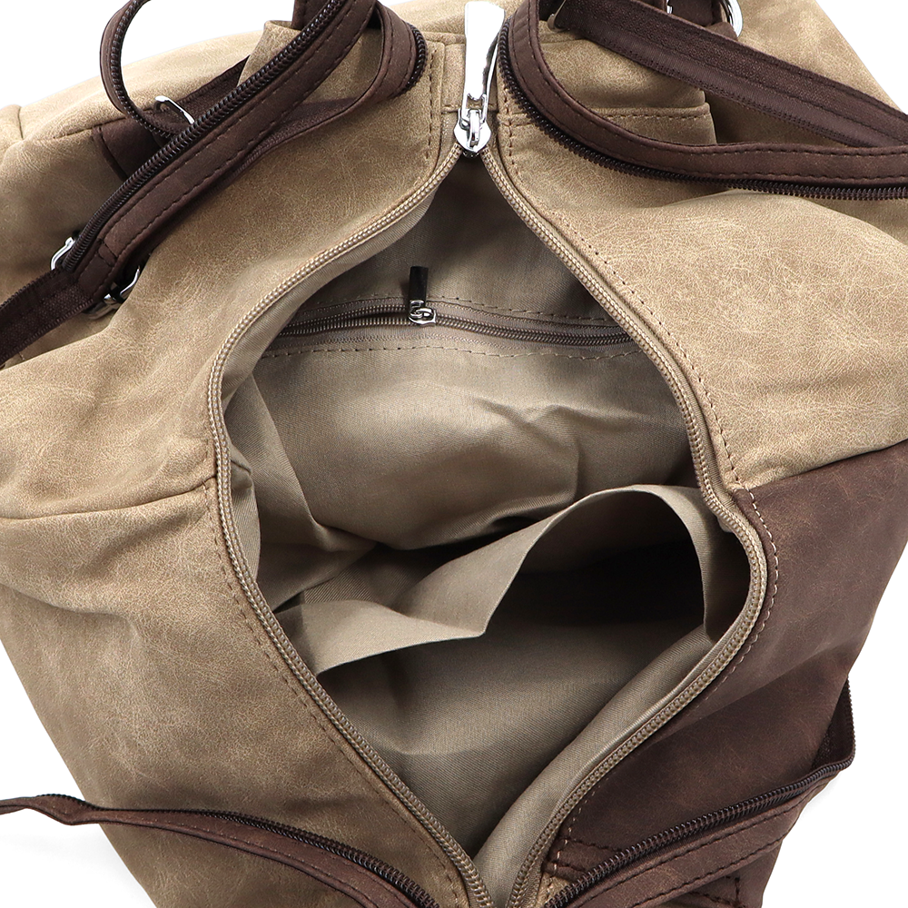 Női hátizsák titkos záródással Darina - világosbarna/barna