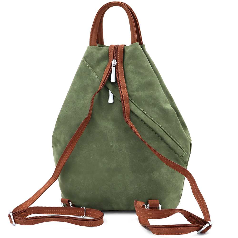 Női hátizsák titkos záródással Darina - zöld/téglabarna