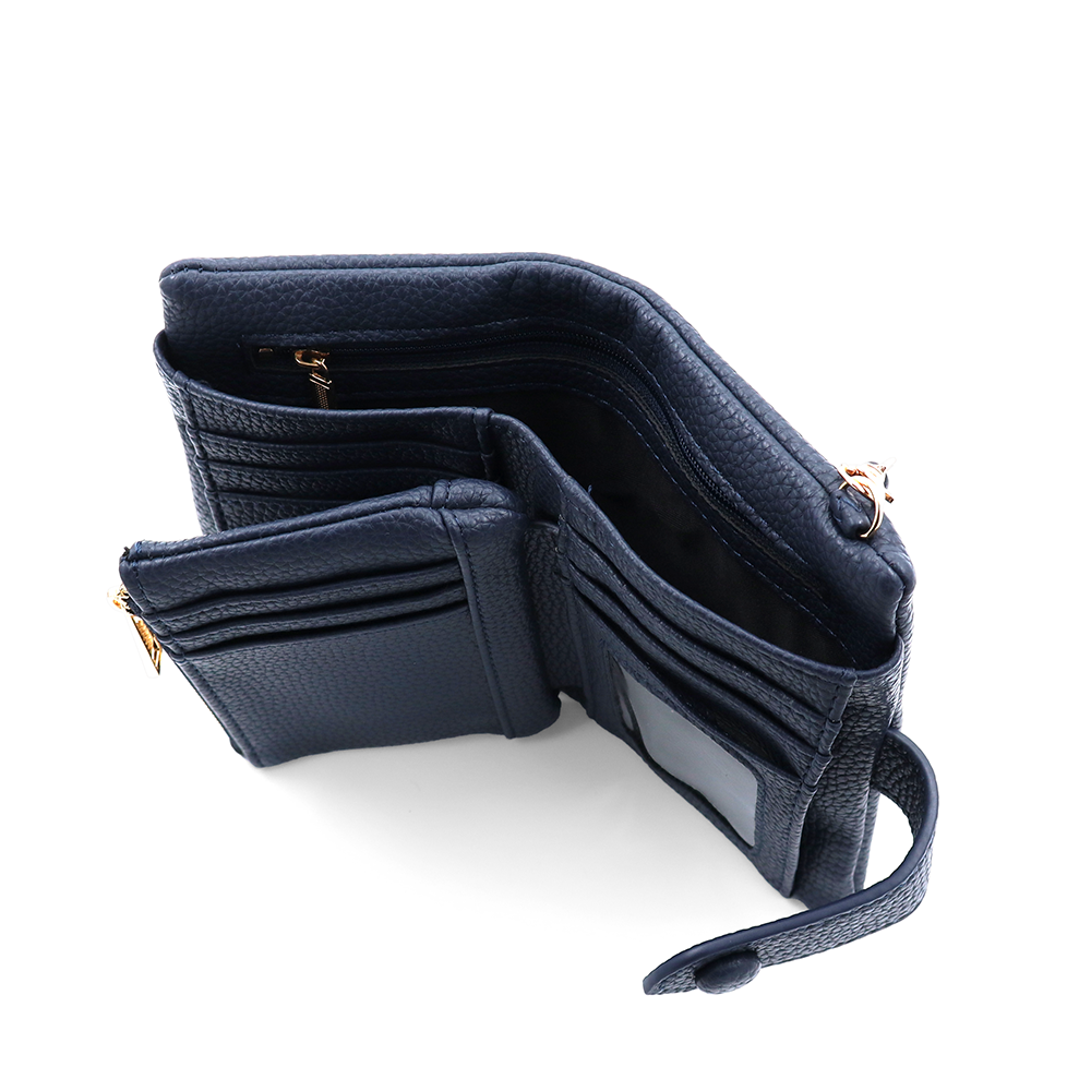 Női pénztárca csuklópánttal – sötétkék