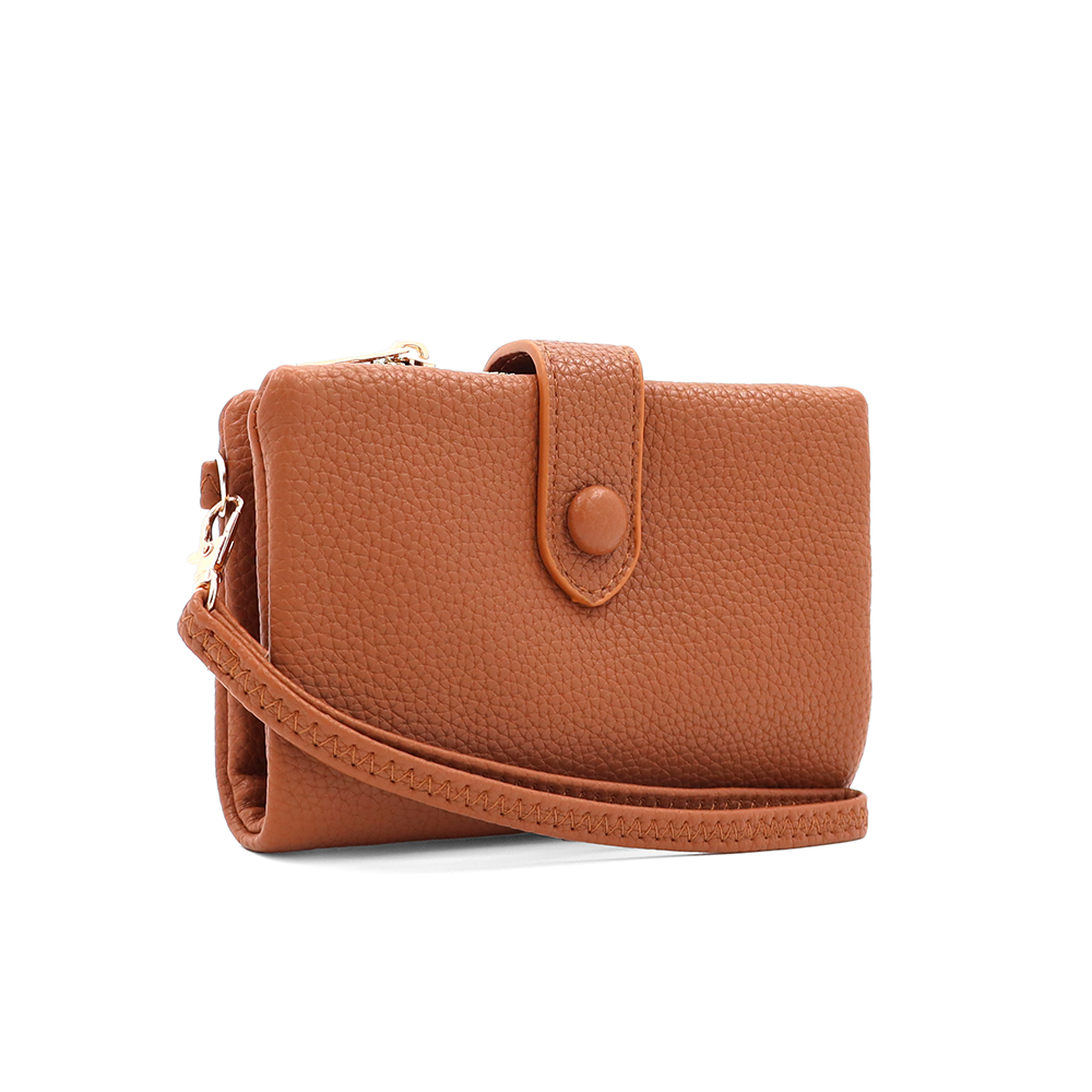 Női pénztárca csuklópánttal – téglabarna