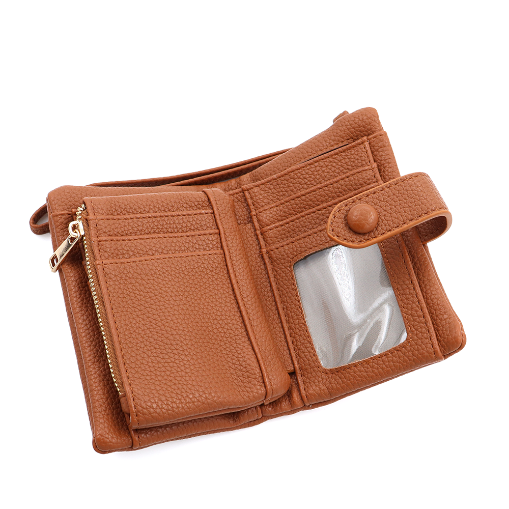 Női pénztárca csuklópánttal – téglabarna