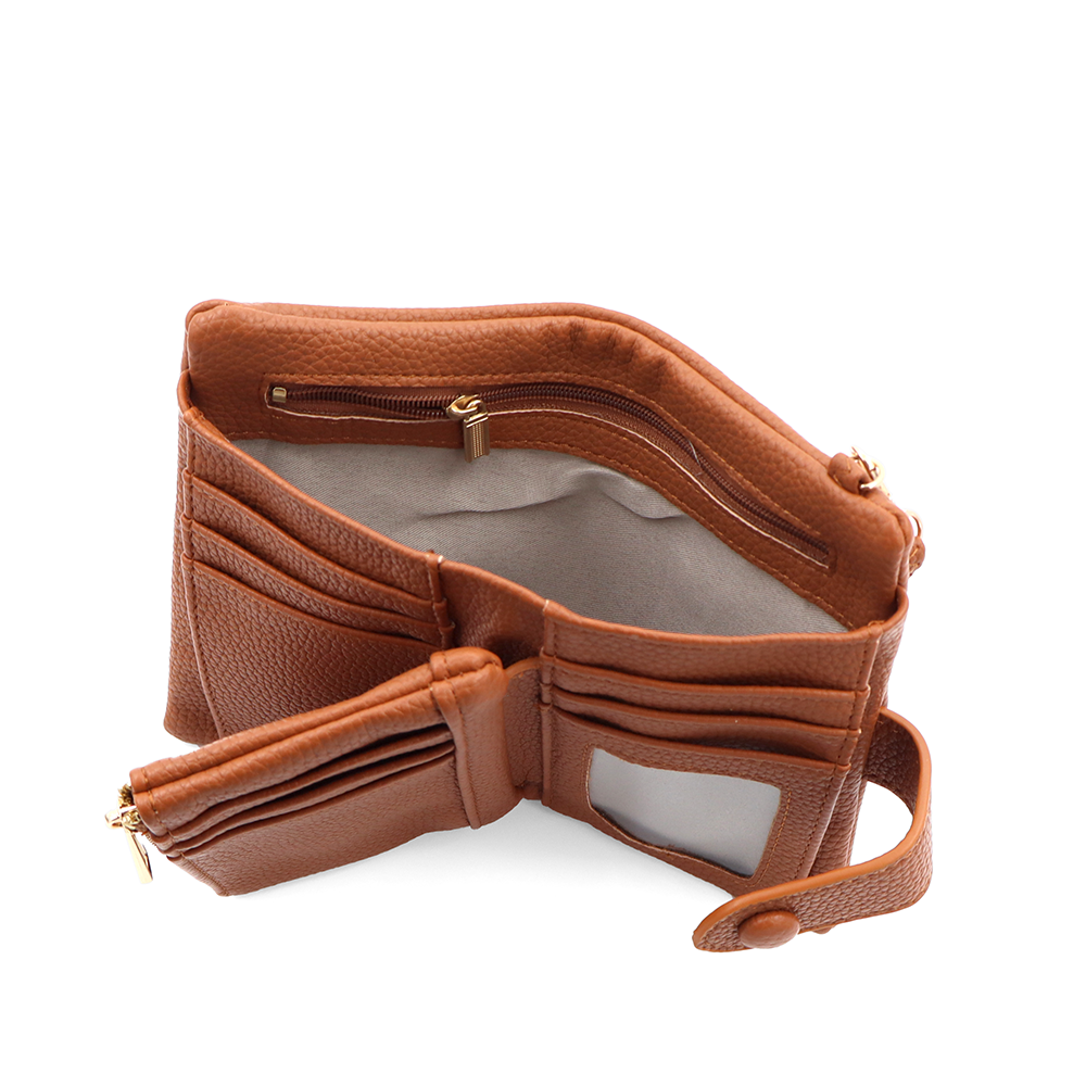 Női pénztárca csuklópánttal – téglabarna