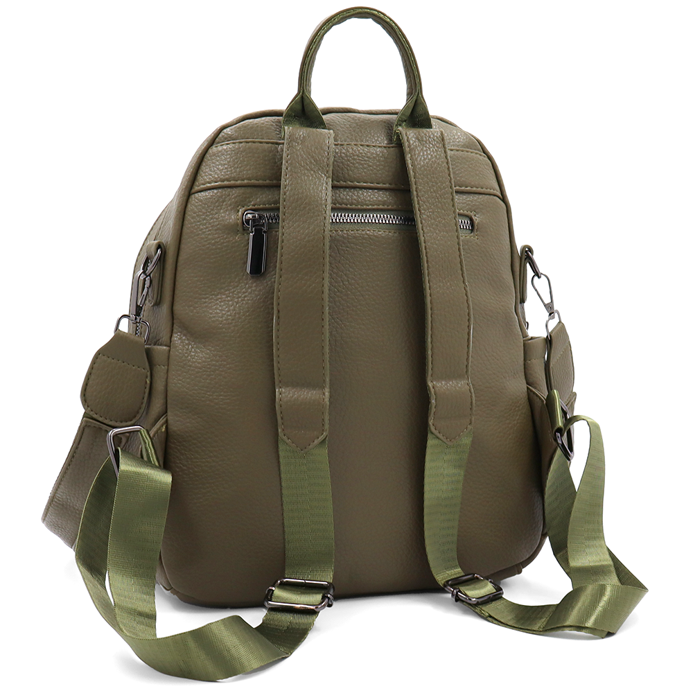 2 az 1-ben – Hátizsák és táska két nagy rekesszel és kulcstartóval – zöld