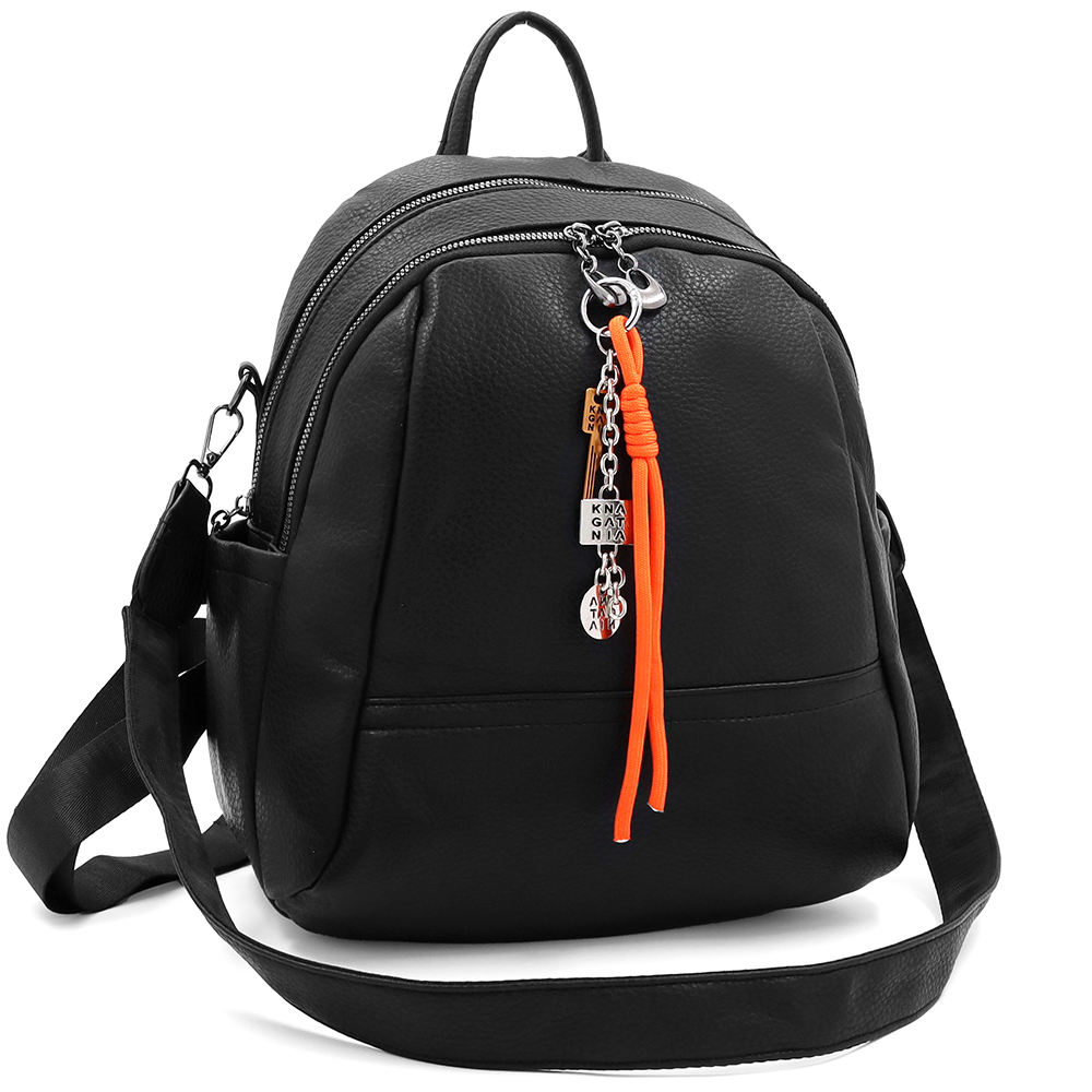 2 az 1-ben – Hátizsák és táska két nagy rekesszel és kulcstartóval – fekete