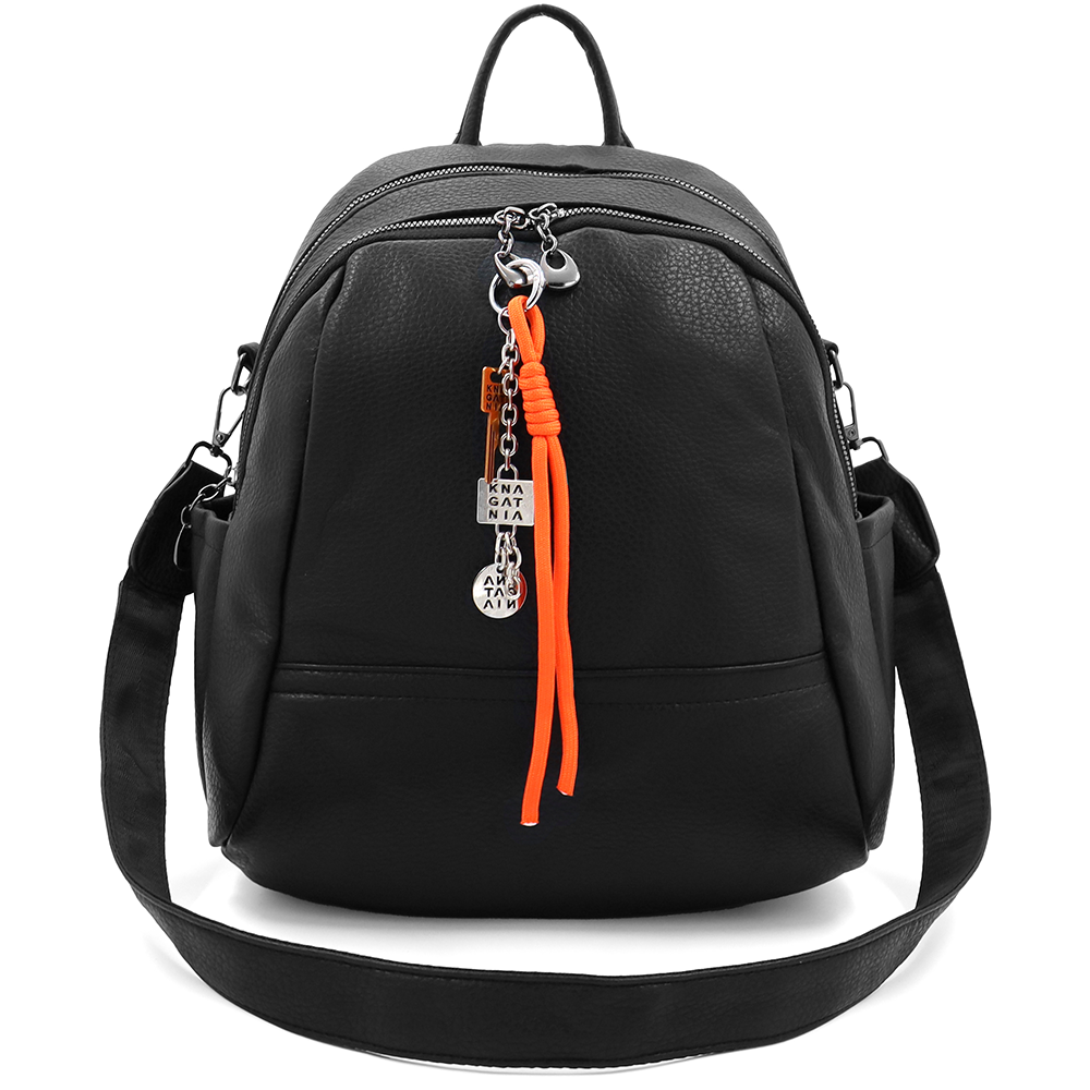 2 az 1-ben – Hátizsák és táska két nagy rekesszel és kulcstartóval – fekete