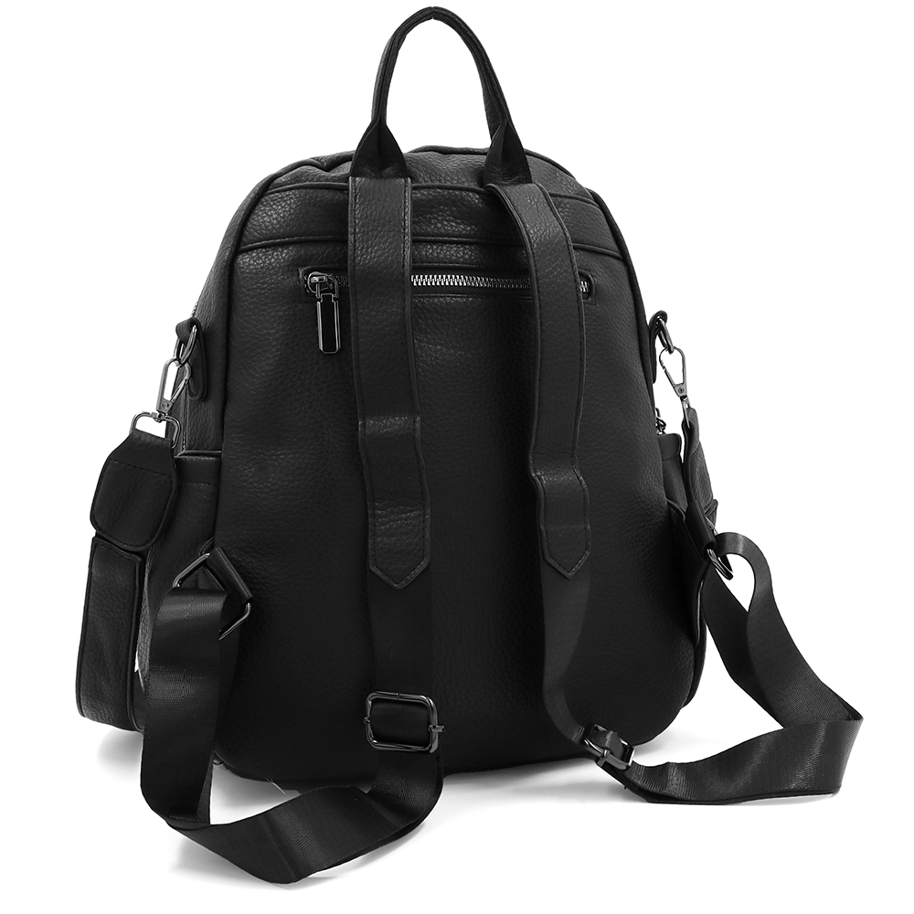 2 az 1-ben – Hátizsák és táska két nagy rekesszel és kulcstartóval – fekete