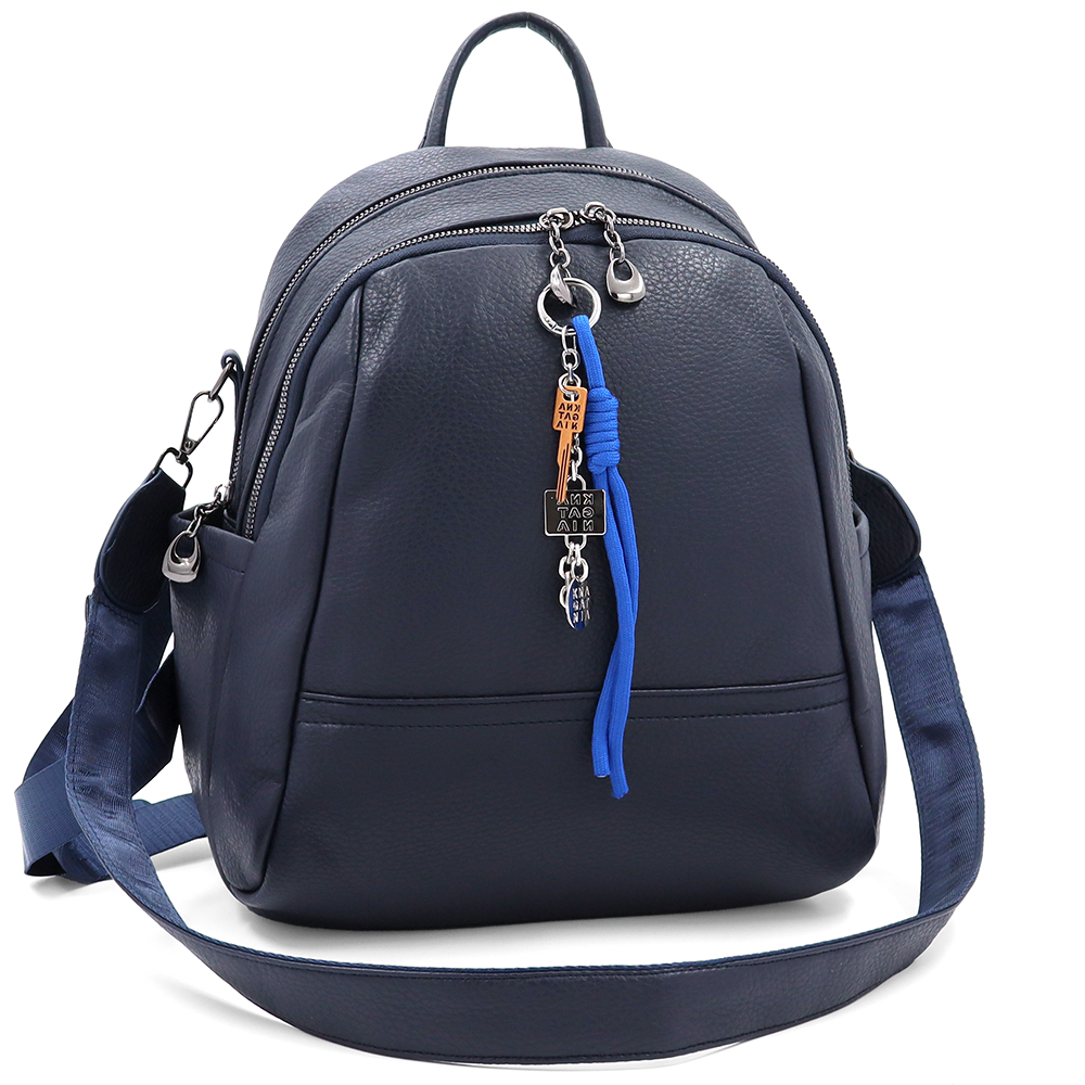 2 az 1-ben – Hátizsák és táska két nagy rekesszel és kulcstartóval – sötétkék