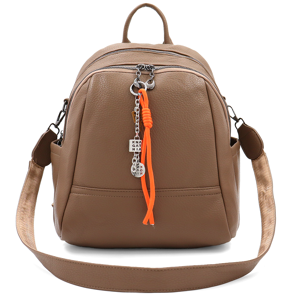 2 az 1-ben – Hátizsák és táska két nagy rekesszel és kulcstartóval – barna