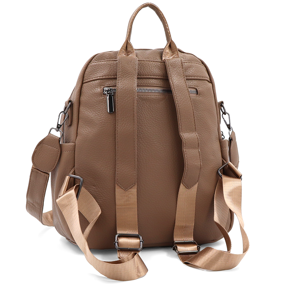 2 az 1-ben – Hátizsák és táska két nagy rekesszel és kulcstartóval – barna