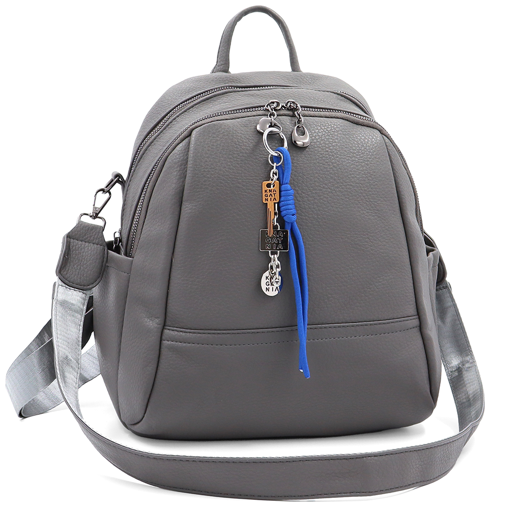 2 az 1-ben – Hátizsák és táska két nagy rekesszel és kulcstartóval – szürke