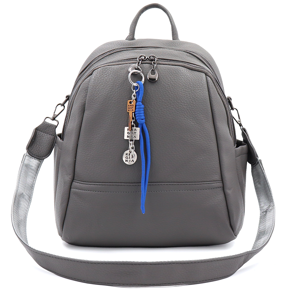 2 az 1-ben – Hátizsák és táska két nagy rekesszel és kulcstartóval – szürke